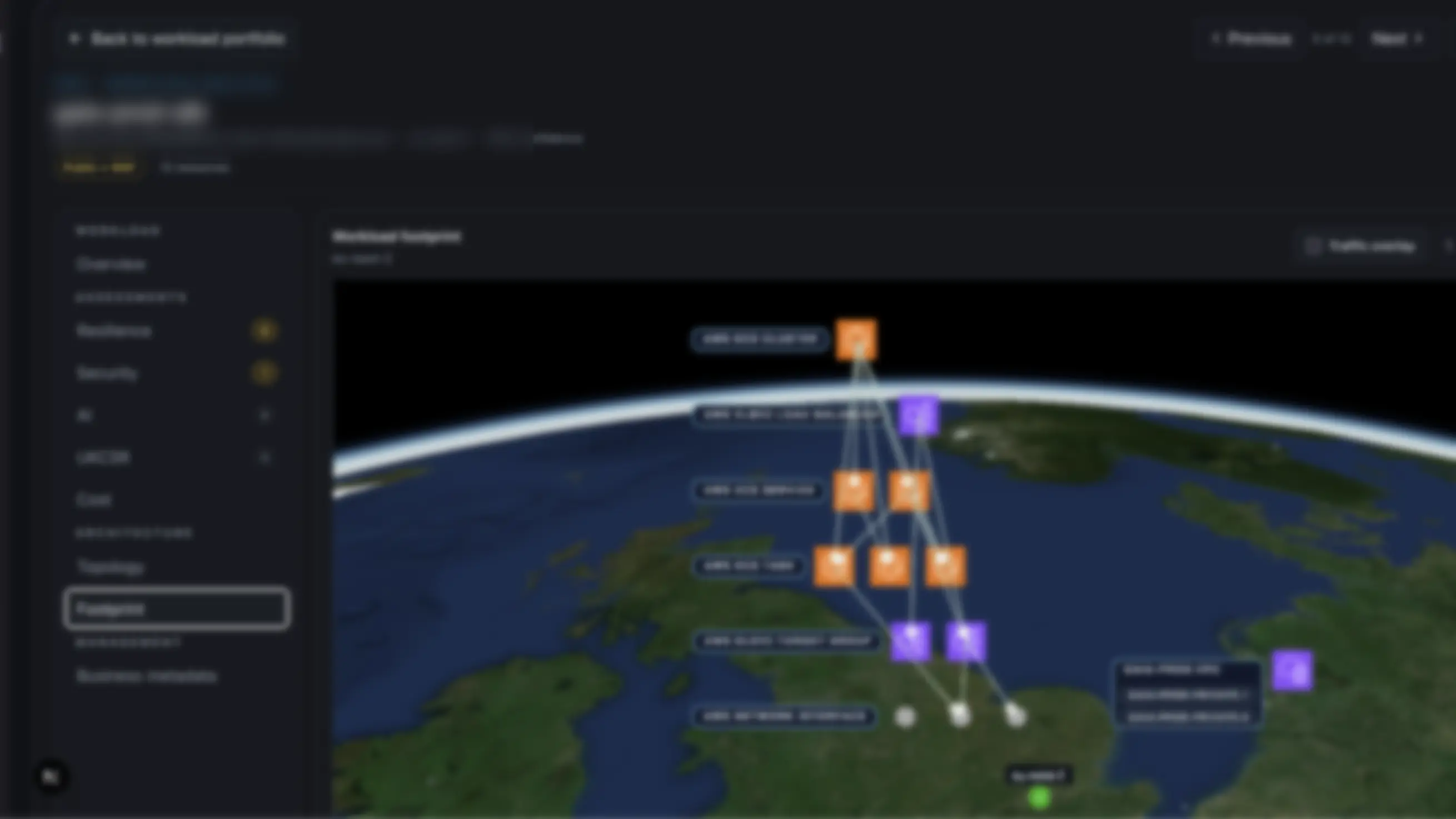 GAIA's workload analysis: a workload's resources assembled over its region footprint